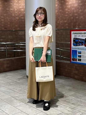 「LACOSTE（ラコステ）のアイテム（バッグ）」を使った、yoshikawaさん（レディース・152cm）の春コーディネート