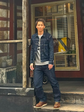 「アイテム（デニムジャケット）」を使った、Daiponpocoponさん（メンズ・170cm）の秋コーディネート