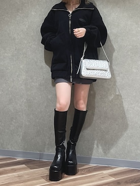 「冬服コーデ」｜「アイテム（ブルゾン）」を使った、大野莉奈さん（レディース・150cm）の秋コーディネート
