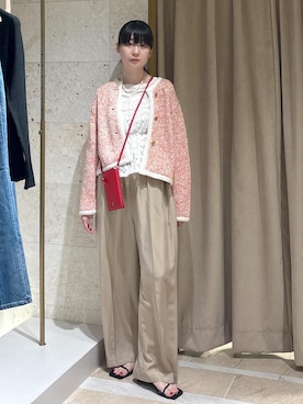 「ニット/セーター」｜「アイテム（アクセサリー）」を使った、KURAさん（レディース・156cm）の春コーディネート