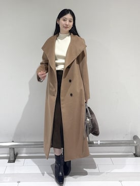「アイテム（ステンカラーコート）」を使った、KURAさん（レディース・156cm・30代）の秋コーディネート