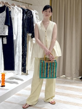 「ROPE'（ロペ）のアイテム（その他パンツ）」を使った、KURAさん（レディース・156cm）の春コーディネート