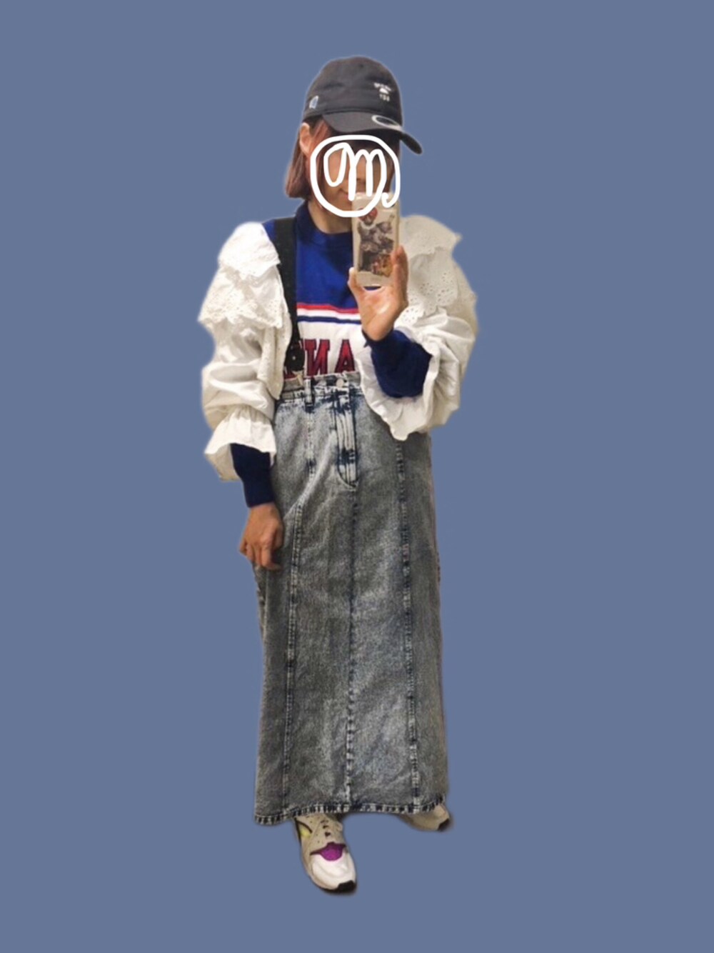 「秋コーデ、ニットコーデ、オトナカワイイ、スニーカー、低身長コーデ、ストリートMIX、ニット」｜「BEAMS BOYのNEW ERA × BEAMS BOY / 別注 ミニロゴ コーデュラ キャップ（キャップ、ブラック系）」を使った、finsofansson88さん（レディース・154cm）の秋コーディネートの1枚目の写真