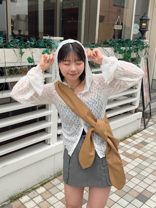 [mline]フード付き レースドロスト