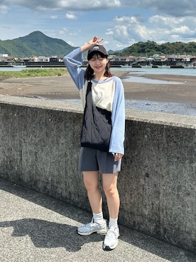 「160cm」｜「アイテム（キャップ）」を使った、ayaさん（レディース・160cm）の夏コーディネート