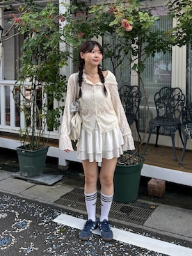 「レーストップス」｜「アイテム（スニーカー）」を使った、ayaさん（レディース・160cm）の夏コーディネート