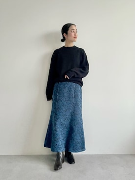 「パーソナルカラー_WINTER」｜「アイテム（ブーツ）」を使った、栗本（kurimoto）さん（レディース・158cm）の冬コーディネート