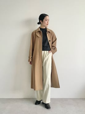 「green label relaxing（グリーンレーベルリラクシング）のアイテム（ステンカラーコート）」を使った、栗本（kurimoto）さん（レディース・158cm）の冬コーディネート