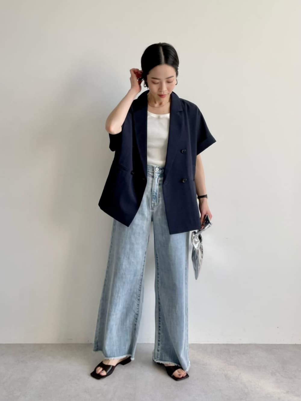 ICE ポリエステル フレンチスリーブ シャツ ジャケット green label relaxing（グリーンレーベルリラクシング）の「ICE
