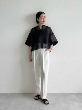 「ビジネス」｜「アイテム（サンダル）」を使った、栗本（kurimoto）さん（レディース・158cm）の夏コーディネート