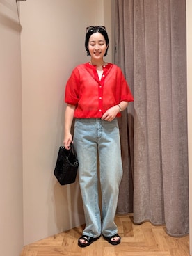 「EMMEL REFINES（エメルリファインズ）のアイテム」を使った、栗本（kurimoto）さん（レディース・158cm）の夏コーディネート