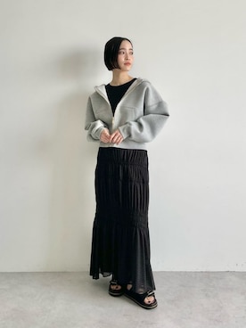 「EMMEL REFINES（エメルリファインズ）のアイテム（Tシャツ/カットソー）」を使った、栗本（kurimoto）さん（レディース・158cm）の夏コーディネート
