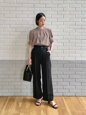 「green label relaxing（グリーンレーベルリラクシング）のアイテム」を使った、栗本（kurimoto）さん（レディース・158cm）の夏コーディネート