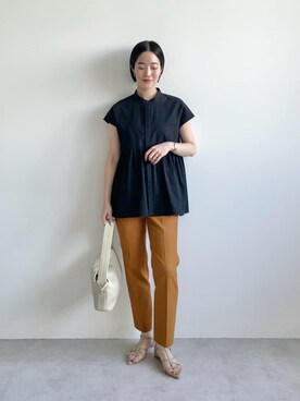 【新品】ペプラム＆袖ボリュームフレンチスリーブブラウス green label relaxing（グリーンレーベルリラクシング）の