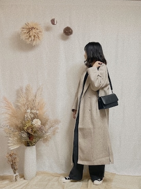 「ap retro（アプレトロ）のアイテム（チェスターコート）」を使った、0nami95さん（レディース・163cm）の冬コーディネート