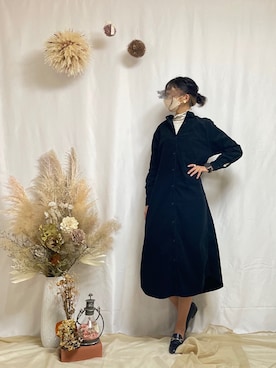 「タートルネック」｜「アイテム（シャツワンピース）」を使った、0nami95さん（レディース・163cm）の冬コーディネート
