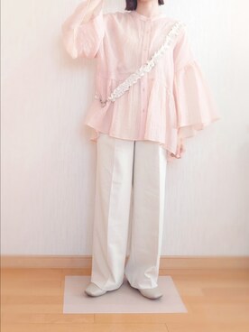 「フレアスリーブ」｜「アイテム（PC・スマホグッズ/家電）」を使った、: )さん（レディース・149cm）の春コーディネート