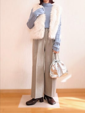 「シルバー」｜「アイテム（スラックス）」を使った、: )さん（レディース・149cm）の冬コーディネート