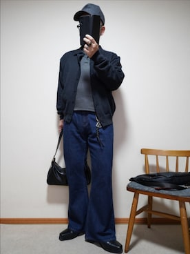 「CLEL（クレイル）の【CLEL】High Sole Design Heel Boots/ハイソール デザイン ヒールブーツ（ブーツ、ブラック系）」を使った、宣さん（メンズ・168cm）の春コーディネート