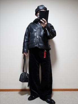 「アイテム（キャスケット）」を使った、宣さん（メンズ・168cm）の冬コーディネート