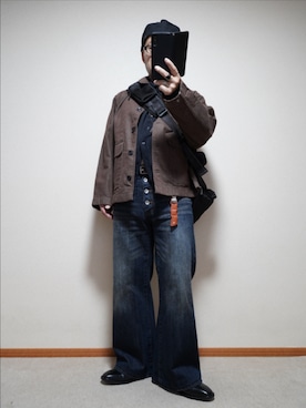 「アイテム（キャスケット）」を使った、宣さん（メンズ・168cm）の秋コーディネート