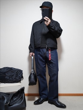 「Foxsenseのストレートチップ（ドレスシューズ、ブラック系）」を使った、宣さん（メンズ・168cm）の春コーディネート