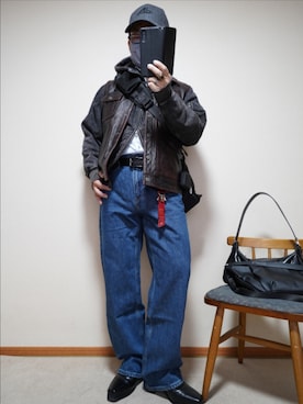 「no brand（ノーブランド）のアイテム（帽子）」を使った、宣さん（メンズ・168cm）の春コーディネート