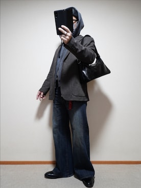 「999.9（フォーナインズ）のアイテム」を使った、宣さん（メンズ・168cm）の冬コーディネート