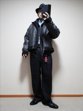 「アイテム（ピアス（片耳用））」を使った、宣さん（メンズ・168cm）の冬コーディネート