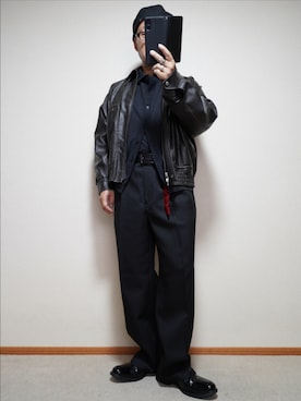 「アイテム（キャスケット）」を使った、宣さん（メンズ・168cm）の秋コーディネート