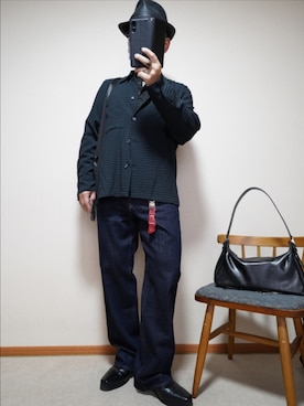 「CLEL（クレイル）の【CLEL】High Sole Design Heel Boots/ハイソール デザイン ヒールブーツ（ブーツ、ブラック系）」を使った、宣さん（メンズ・168cm）の春コーディネート