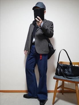 「no brand（ノーブランド）のアイテム（帽子）」を使った、宣さん（メンズ・168cm）の春コーディネート