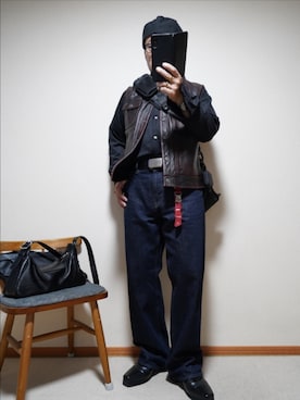 「CLEL（クレイル）の【CLEL】High Sole Design Heel Boots/ハイソール デザイン ヒールブーツ（ブーツ、ブラック系）」を使った、宣さん（メンズ・168cm）の秋コーディネート