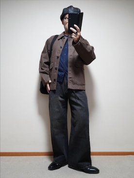 「アイテム（キャスケット）」を使った、宣さん（メンズ・168cm）の秋コーディネート