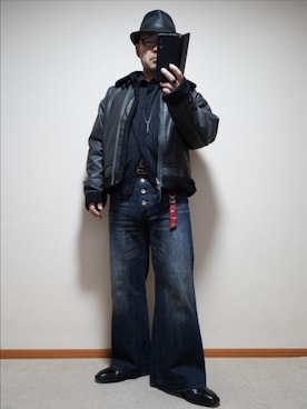 「アイテム（ピアス（片耳用））」を使った、宣さん（メンズ・168cm）の冬コーディネート