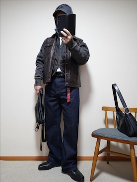 「no brand（ノーブランド）のアイテム（帽子）」を使った、宣さん（メンズ・168cm）の春コーディネート