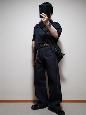 「WYM LIDNM（ウィム バイ リドム）のVINTAGE WASHED CURVED DENIM（デニムパンツ）」を使った、宣さん（メンズ・168cm・50代）の夏コーディネート