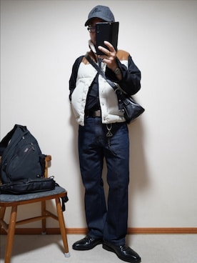 「no brand（ノーブランド）のアイテム（帽子）」を使った、宣さん（メンズ・168cm）の秋コーディネート