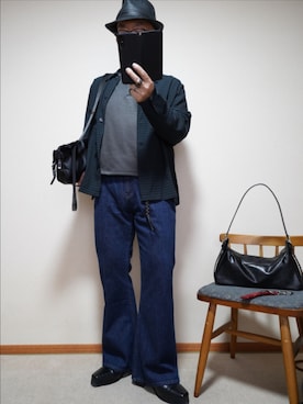 「CLEL（クレイル）の【CLEL】High Sole Design Heel Boots/ハイソール デザイン ヒールブーツ（ブーツ、ブラック系）」を使った、宣さん（メンズ・168cm）の春コーディネート