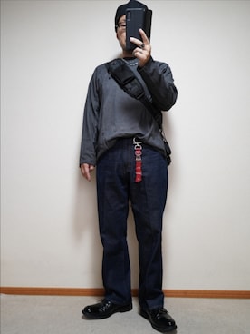 「アイテム（キャスケット）」を使った、宣さん（メンズ・168cm）の秋コーディネート