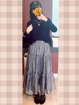 「Honeys（ハニーズ）のアイテム（スカート、シルバー系）」を使った、雨滴さん（レディース・159cm）の春コーディネート