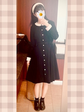 「F i.n.t（フィント）のアイテム（ワンピース、ブラック系）」を使った、雨滴さん（レディース・159cm）の春コーディネート