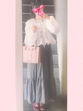 「BUBBLES（バブルス）のアイテム」を使った、雨滴さん（レディース・159cm）の春コーディネート