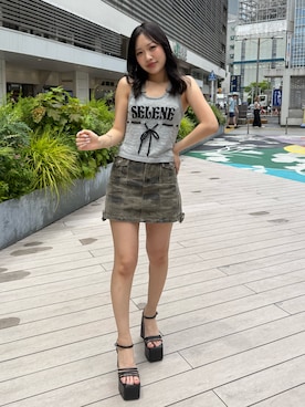 「ノースリーブニット」｜miaさん（レディース・158cm）の夏コーディネート