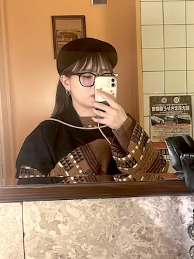 「ハンチング」｜「アイテム（MA-1）」を使った、ﾐ🐖さん（レディース・146cm）の冬コーディネート