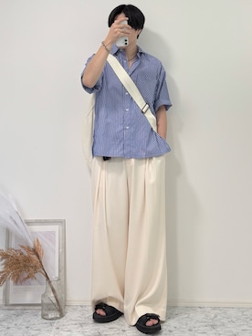 「WYM LIDNM（ウィム バイ リドム）のアイテム（アクセサリー）」を使った、YUHEIさん（骨格ナチュラル・メンズ・178cm）の夏コーディネート