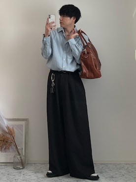 「アイテム（スウェットパンツ）」を使った、YUHEIさん（メンズ・178cm）の春コーディネート