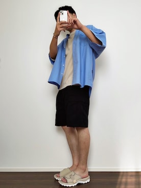「ビッグシャツ」｜「アイテム（その他）」を使った、YUHEIさん（メンズ・178cm）の夏コーディネート