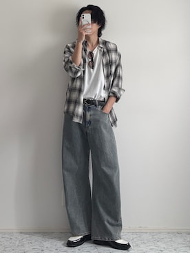 「LASSU&FRISS（ラスアンドフリス）のクラシックローファー（ローファー、ブラック系）」を使った、YUHEIさん（メンズ・178cm）の秋コーディネート