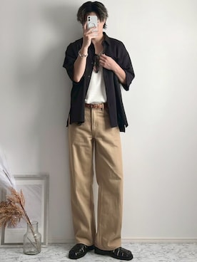 「アイテム（ベルト）」を使った、YUHEIさん（メンズ・178cm）の秋コーディネート